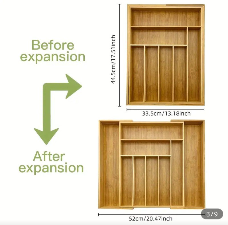 Бамбуковый ящик-органайзер для приборов 9 отделений 3