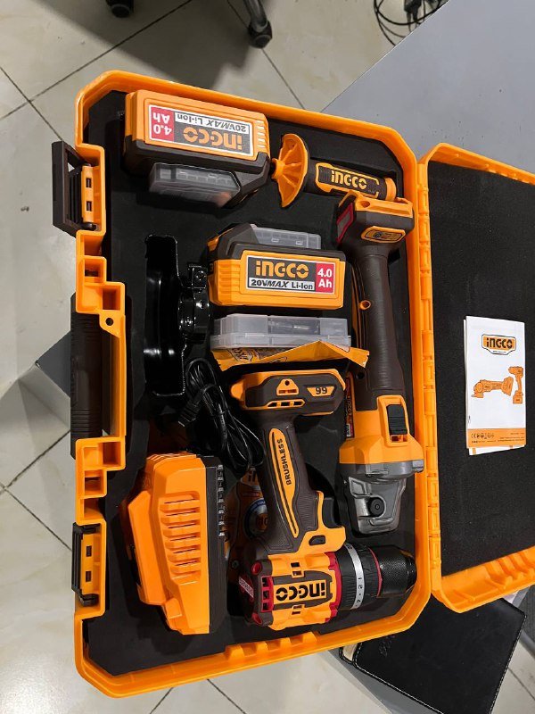 Набор инструментов Inco с болгаркой и шуруповертом