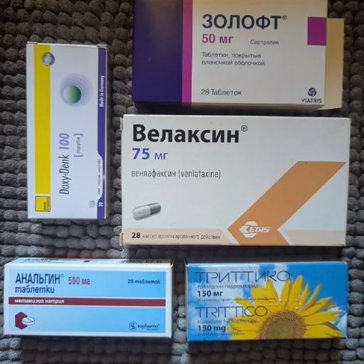 Золофт, Велаксин, Триттико, Анальгин, Doxy-Denk 100