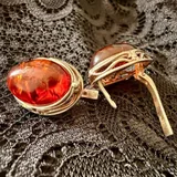 Серебряное кольцо, серьги с янтарём 6