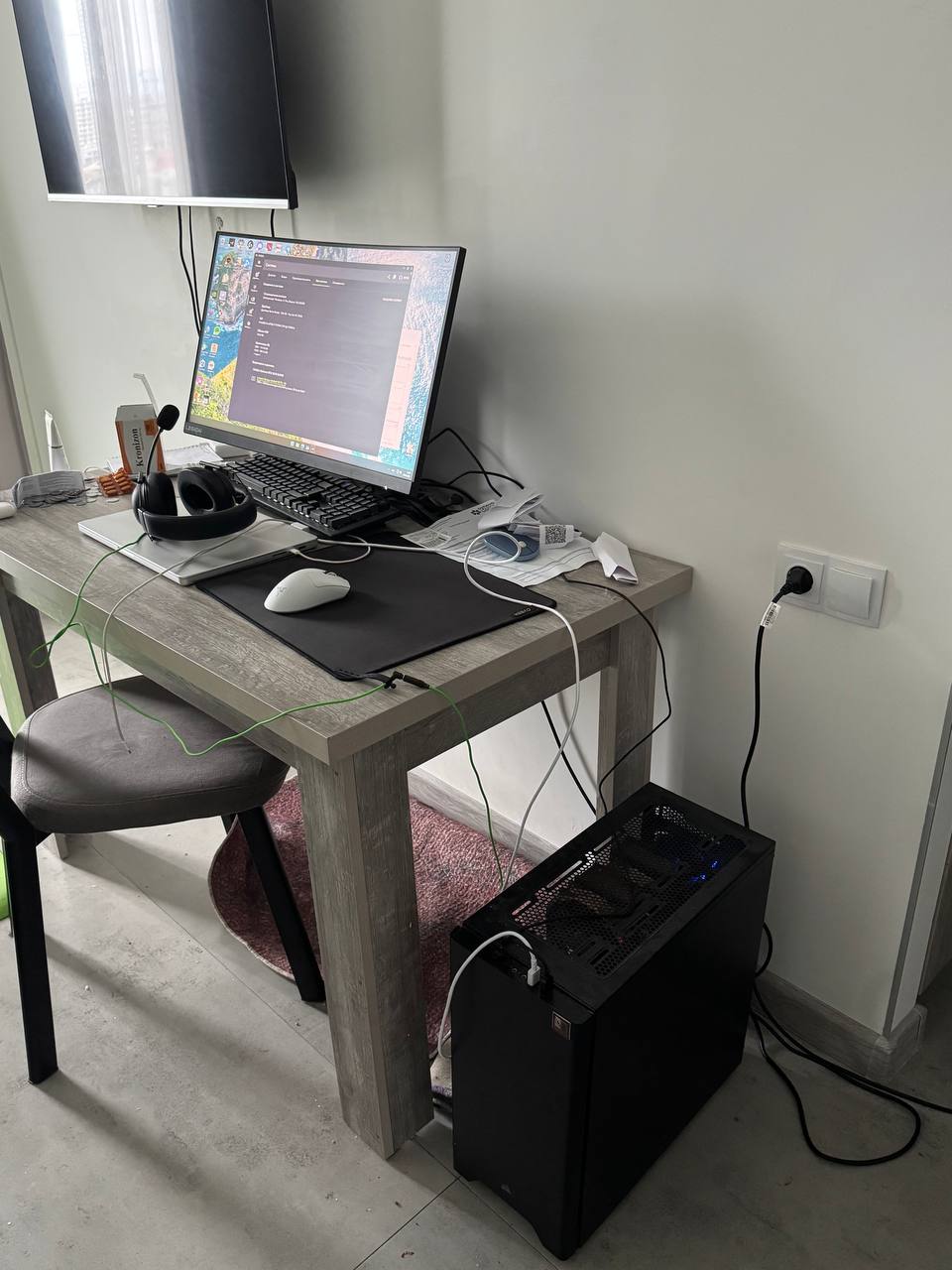Игровой ПК, монитор, наушники, клавиатура, мышь