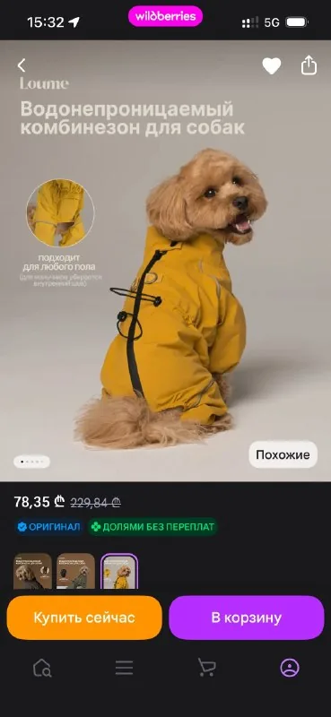 Дождевик для маленьких собак, размер M 1