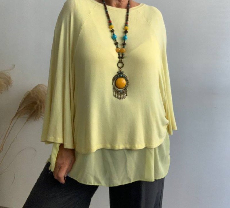 Блуза-пончо из хлопка ALE лимонная