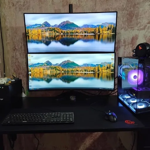 Компьютер с рабочим местом RTX 5070, i5-14600KF, 2 монитора 34"