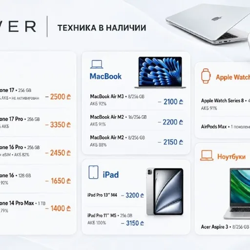 iPhone, MacBook, iPad, Apple Watch, AirPods, ноутбуки