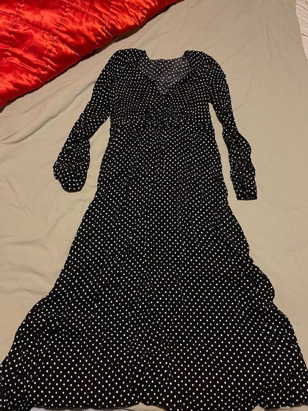 Платье черное в горошек MANGO размер L 1