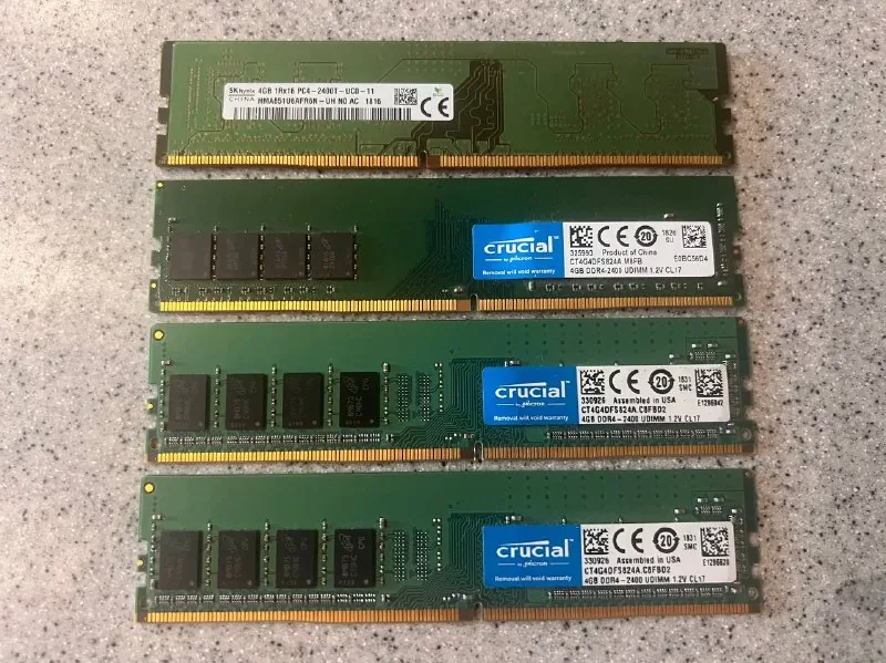 DDR4 4GB 2400MHz RAM Crucial SK Hynix