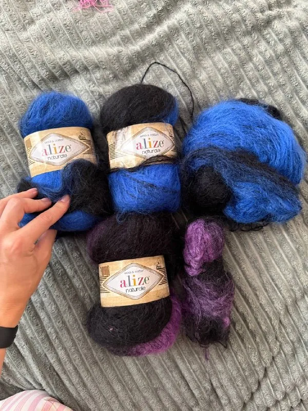 Пряжа Alize Naturel, синий, фиолетовый