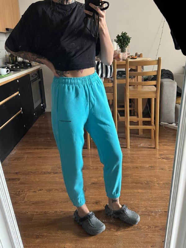 Голубые спортивные женские брюки