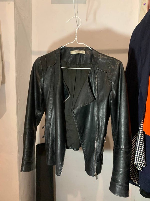 кожаная куртка Mango натуральная кожа S 2