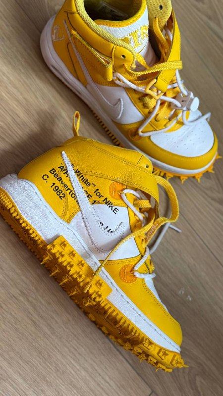 Кроссовки Nike Air Force 1 Mid Off-White Varsity Maize US 8 2