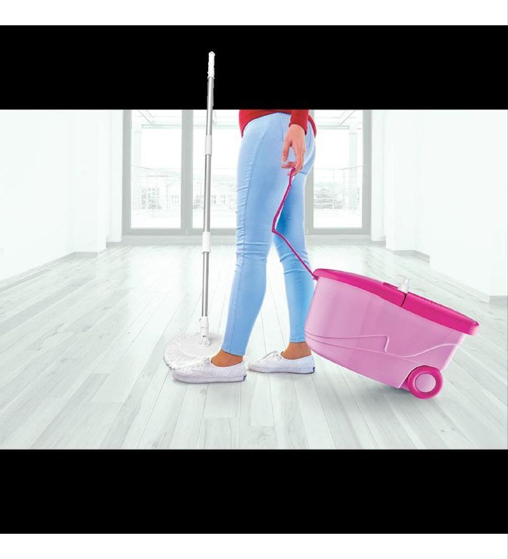 Ведро на колёсиках с ручкой и швабра 3