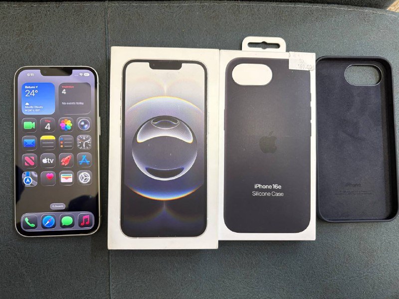 Apple iPhone 16e 8/128 белый, eSim + Sim, силиконовый чехол