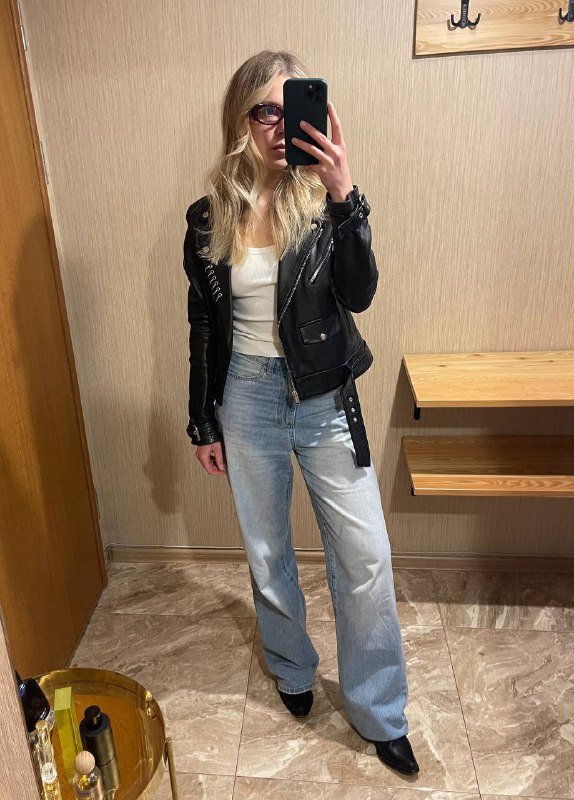 Куртка-косуха Maje из натуральной кожи ягненка, размер S