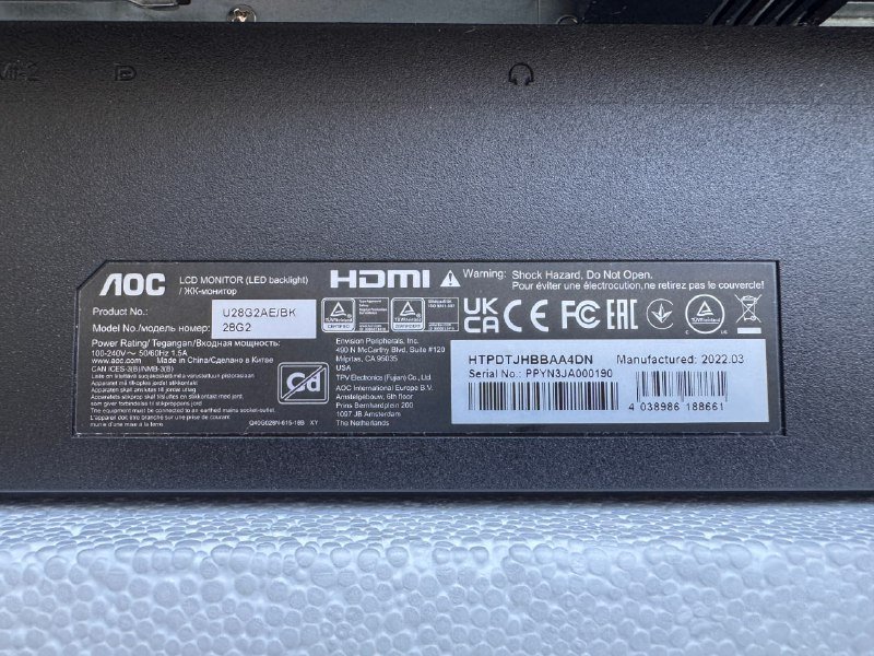 Игровой 4K монитор AOC U28G2RE 6