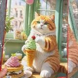 Пазл рыжий кот с десертом 1