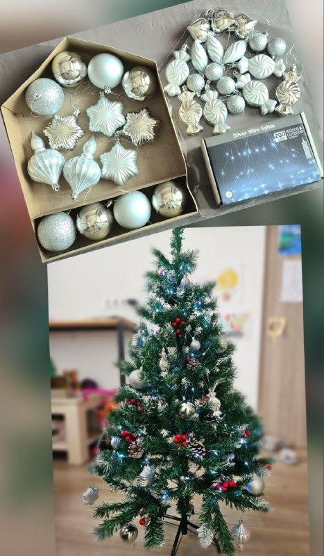 Елка новогодняя 120см с игрушками и гирляндой