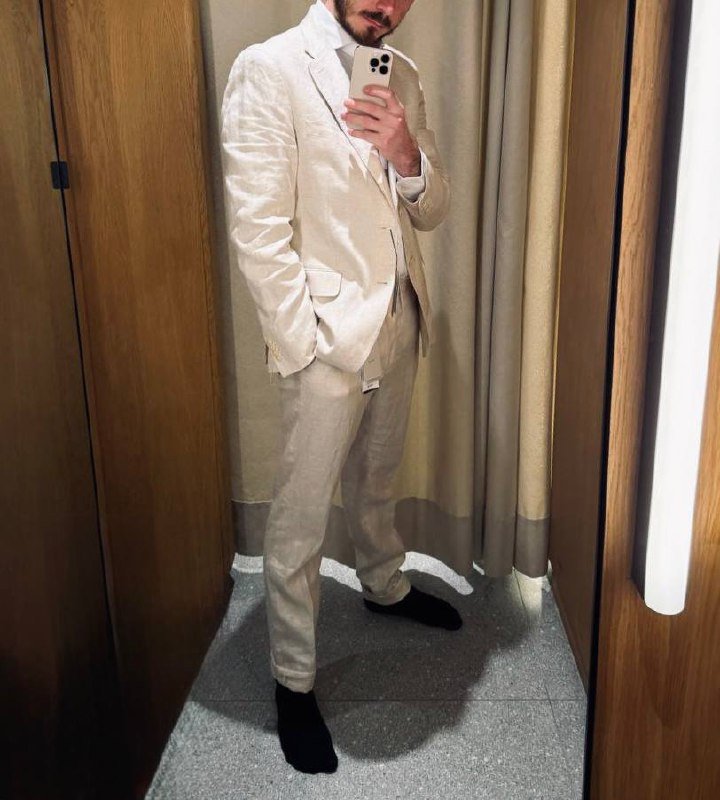 Мужской льняной костюм Zara: рубашка, брюки, пиджак