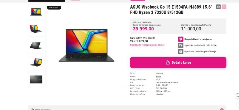 Ноутбук ASUS Vivobook Go 15