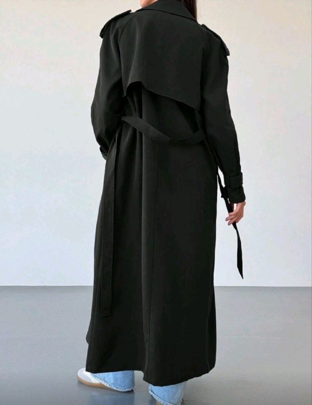 Черное женское пальто размер M