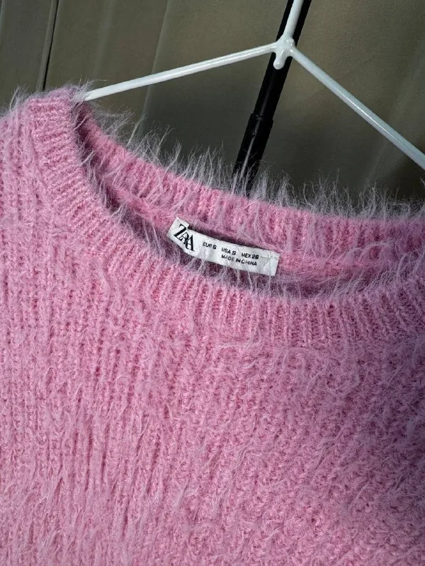 Pink fluffy Zara sweater 1