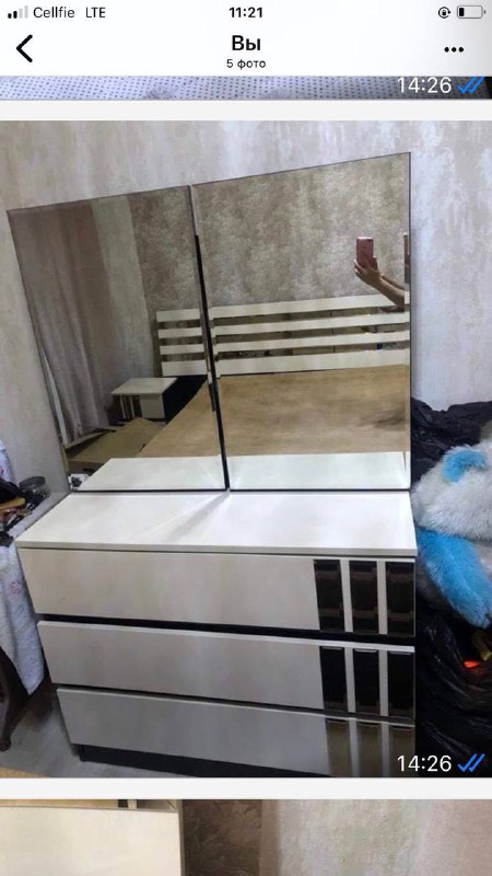 Шкаф, кровать с матрасом, комод, прикроватная тумбочка 2