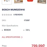 Планетарный миксер Bosch MUMS2EW40 3