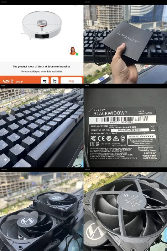 Razer BlackWidow V3, Xiaomi Robot Vacuum S20+, Lian Li вентиляторы