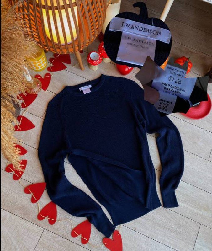 Свитер JW ANDERSON женский темно синий хлопок+шелк