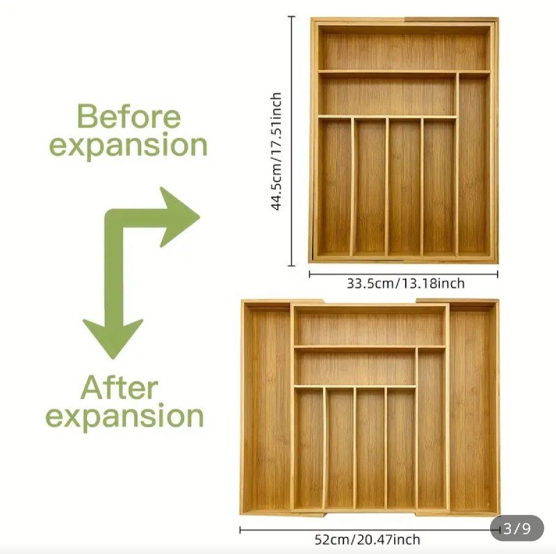 Бамбуковый ящик-органайзер для приборов на 9 отделений 2