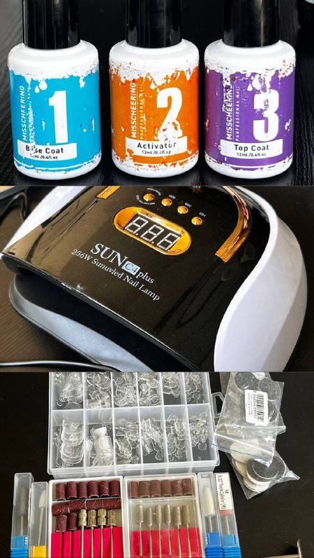 Набор для маникюра и педикюра с лампой и гель-лаками 4