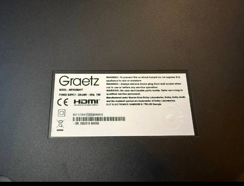 Телевизор Graetz 40FHDSMART на запчасти