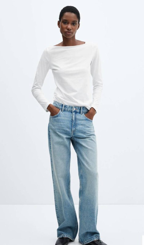 Белый лонгслив Mango, размер S, хлопок 3