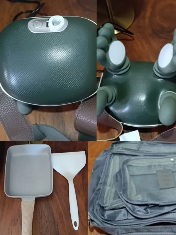 Massager, frying pan, organizers, measuring spoons, basket, stand, stockings, scales 1