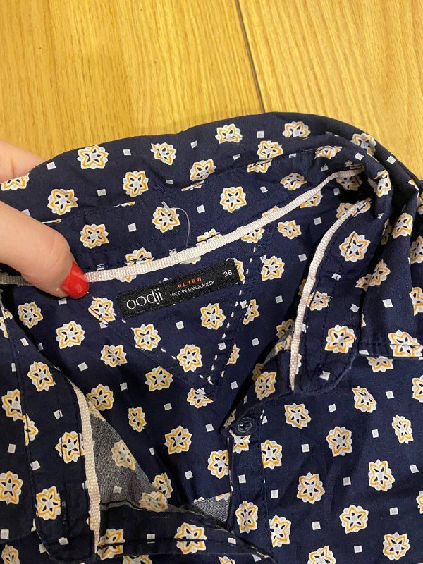 Женская рубашка Oodji темно-синяя с принтом размер 36 2