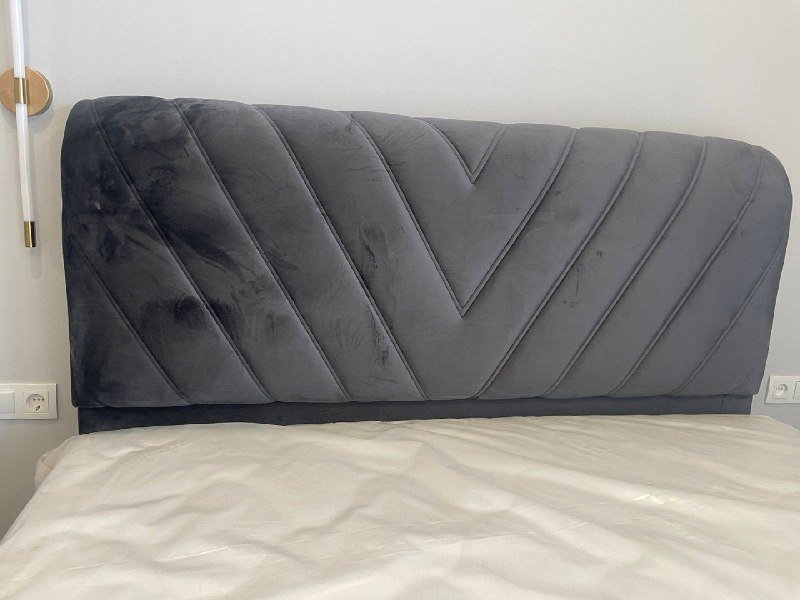 Изголовье кровати из велюра антрацит