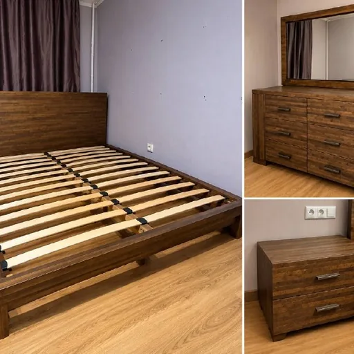 Bed, dresser and bedside table