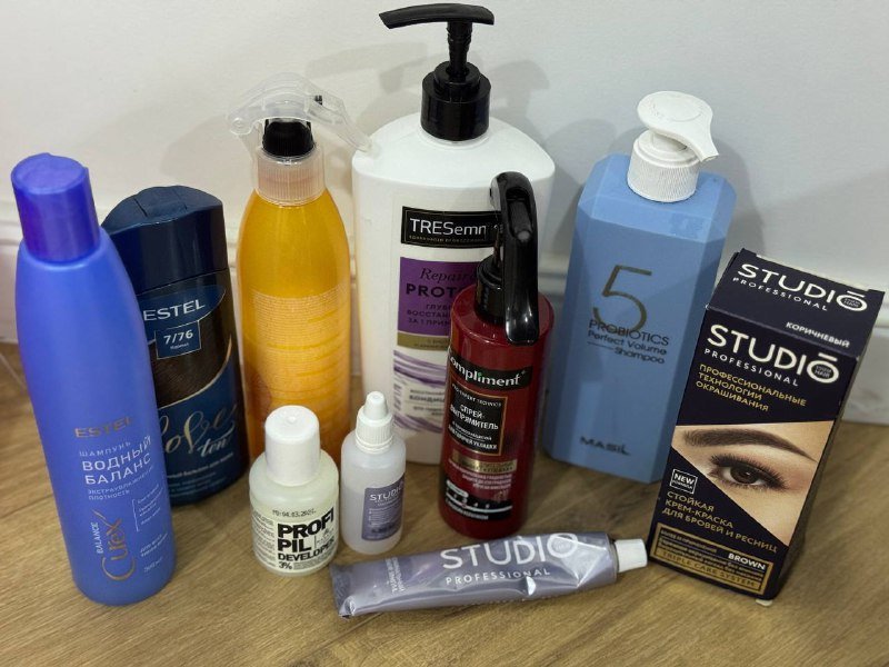 Спреи для волос, шампуни, бальзам, краска для бровей, оттеночный бальзам
