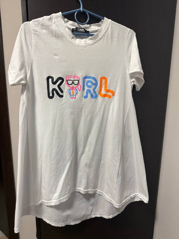 Женская белая футболка Karl с хлопком и рубашечной тканью, размер S