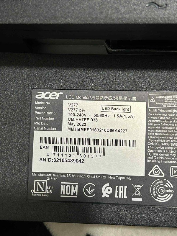 Монитор 27 дюймов Acer LCD 75 Гц 5
