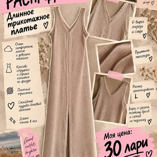 Длинное трикотажное платье