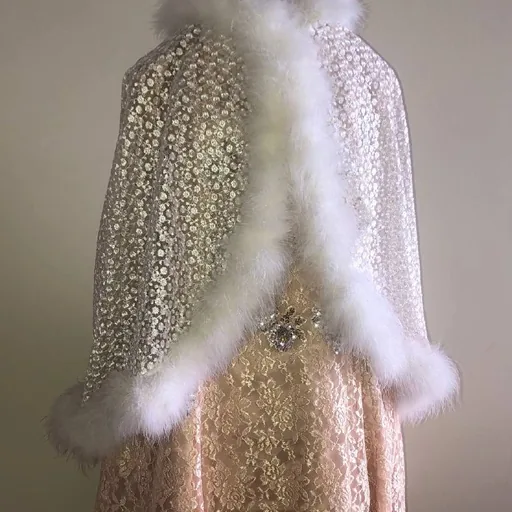 Lace cape with natural swan down