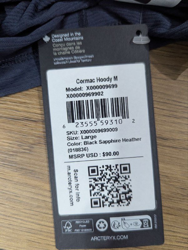 Мужской худи Arc'teryx Cormac размер L цвет Black Sapphire Heather 2