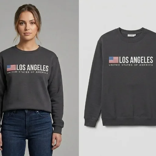 შავი სვიტშოტი „Los Angeles“, ზოლიანი მაისური, მაისური „ბუ“
