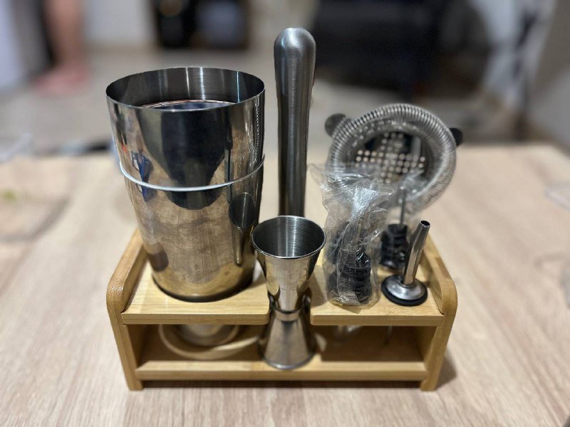 Набор для коктейлей шейкер, джиггер, мадлер, стрейнер, дозаторы