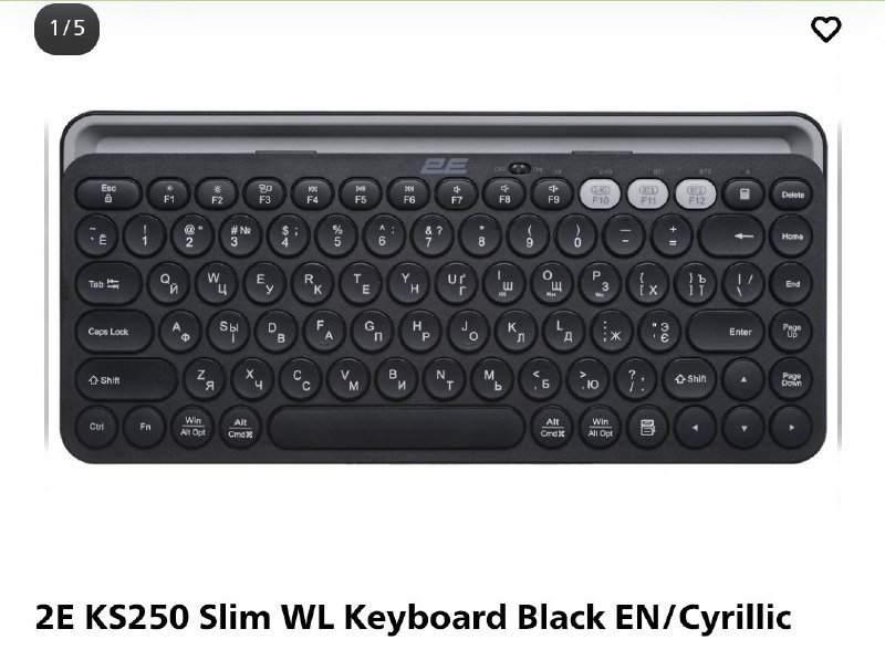 Беспроводная клавиатура 2E KS250 Slim Black EN/Cyrillic 3