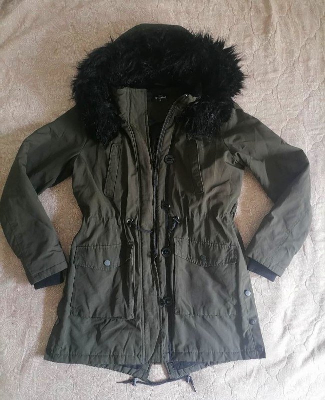 Куртка парка тёмный хаки размер S 2