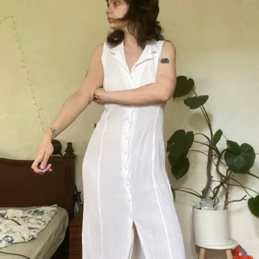 Белое платье из жатой ткани