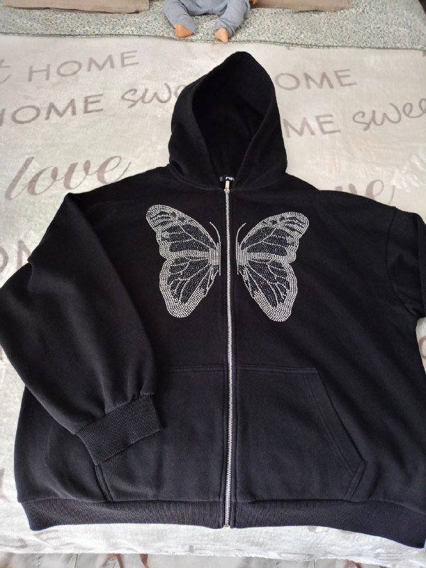 Черная мужская толстовка с бабочкой, размер 56