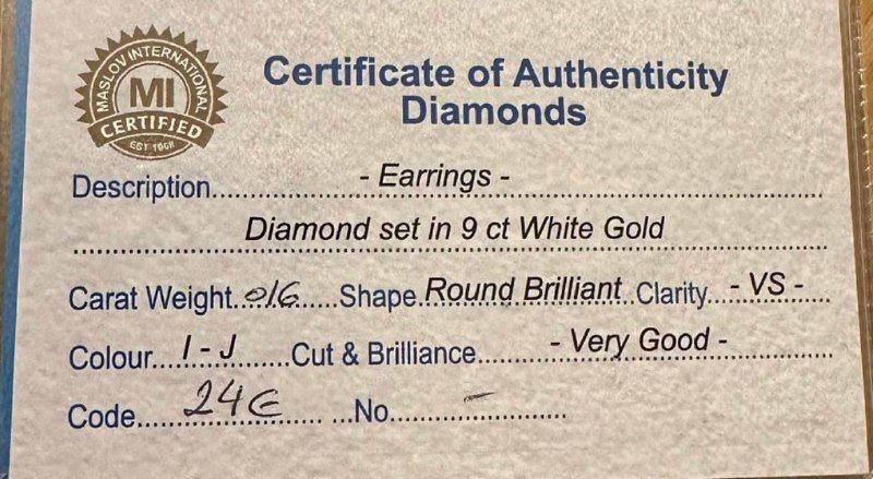 Серьги белое золото с бриллиантами